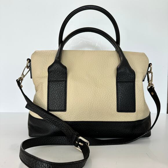 Kate Spade Southport Avenue Carmen Convertible Pebble Leather Beige & Black - Picture 2 of 10